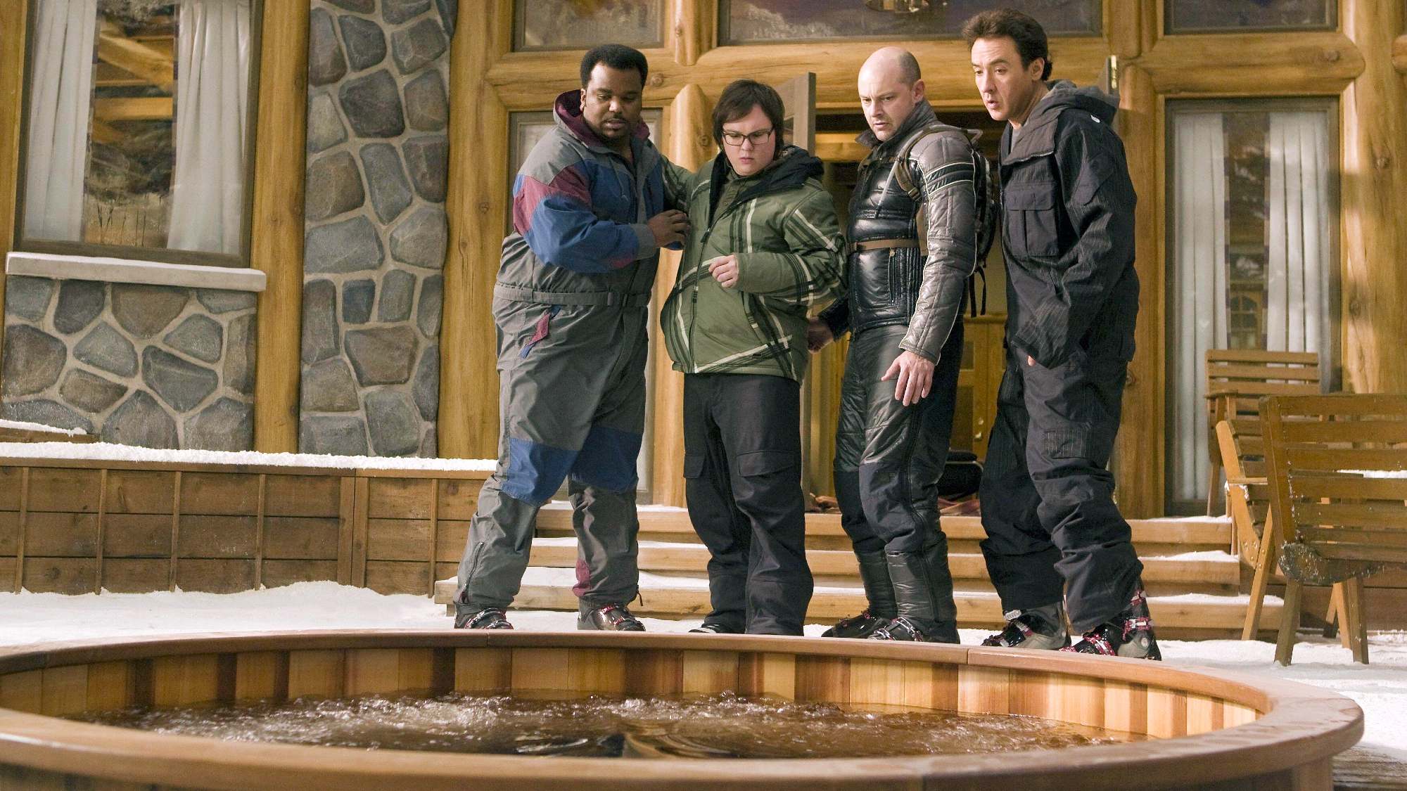 Craig Robinson, Clarke Duke, Rob Corddry et John Cusack dans Hot Tub Time Machine