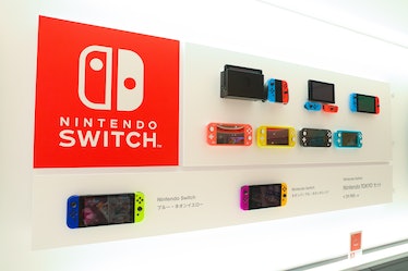 Console de jeux vidéo Nintendo Switch exposée dans le magasin Nintendo Tokyo à Shibuya.