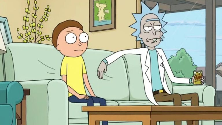 Rick and Morty on the couch