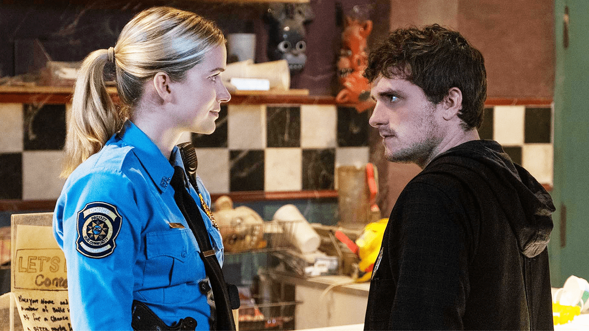 Elizabeth Lail and Josh Hutcherson in Five Nights at Freddy