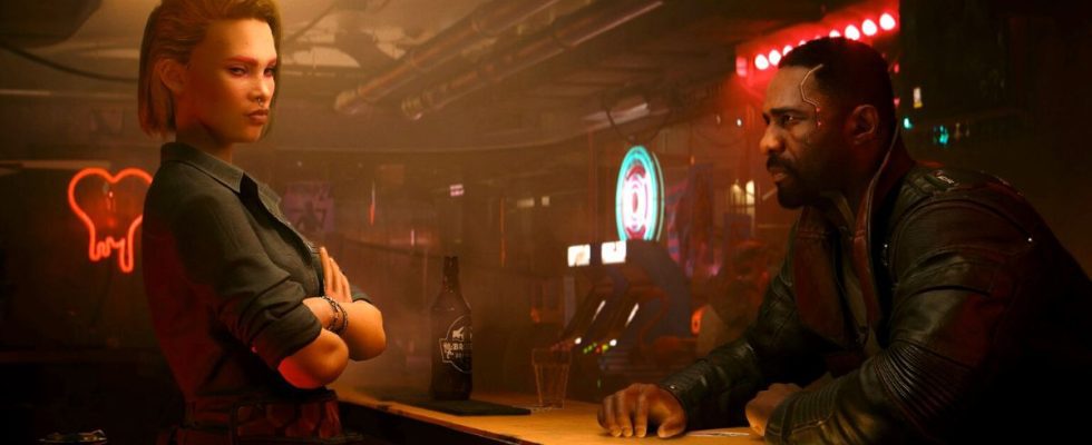 Idris Elba in a bar in Cyberpunk 2077: Phantom Liberty