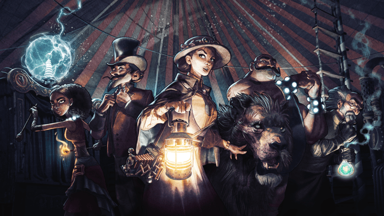 A lineup of characters from Circus Electrique.