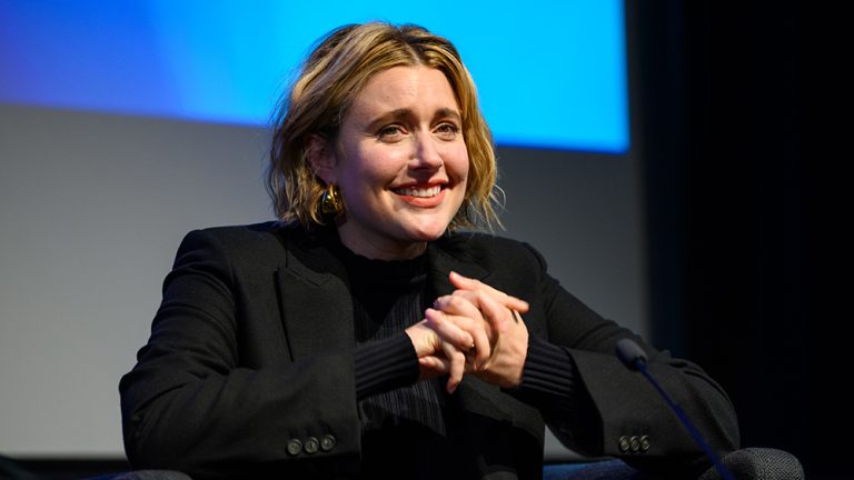 LONDON, ENGLAND - OCTOBER 08: Greta Gerwig during the Greta Gerwig Screen Talk at the 67th BFI London Film Festival at the BFI Southbank on October 08, 2023 in London, England. (Photo by Joe Maher/Getty Images for BFI)