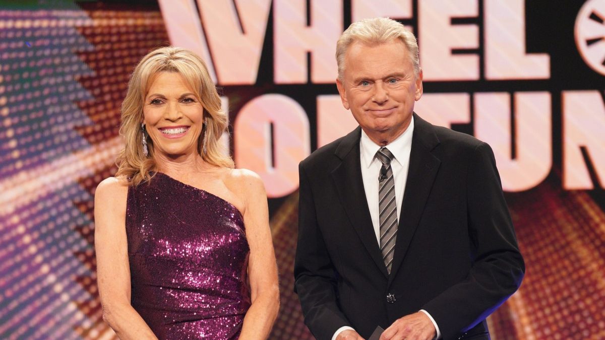 Vanna White and Pat Sajak on Celebrity Wheel of Fortune