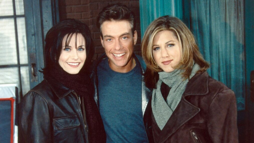 Courteney Cox, Jean-Claude Van Damme, and Jennifer Aniston of 