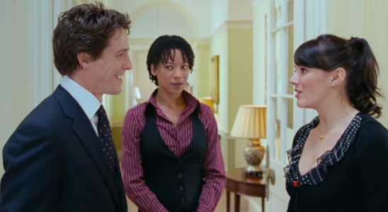 Hugh Grant, Nina Sosanya, and Marine McCutcheon in Love Actually