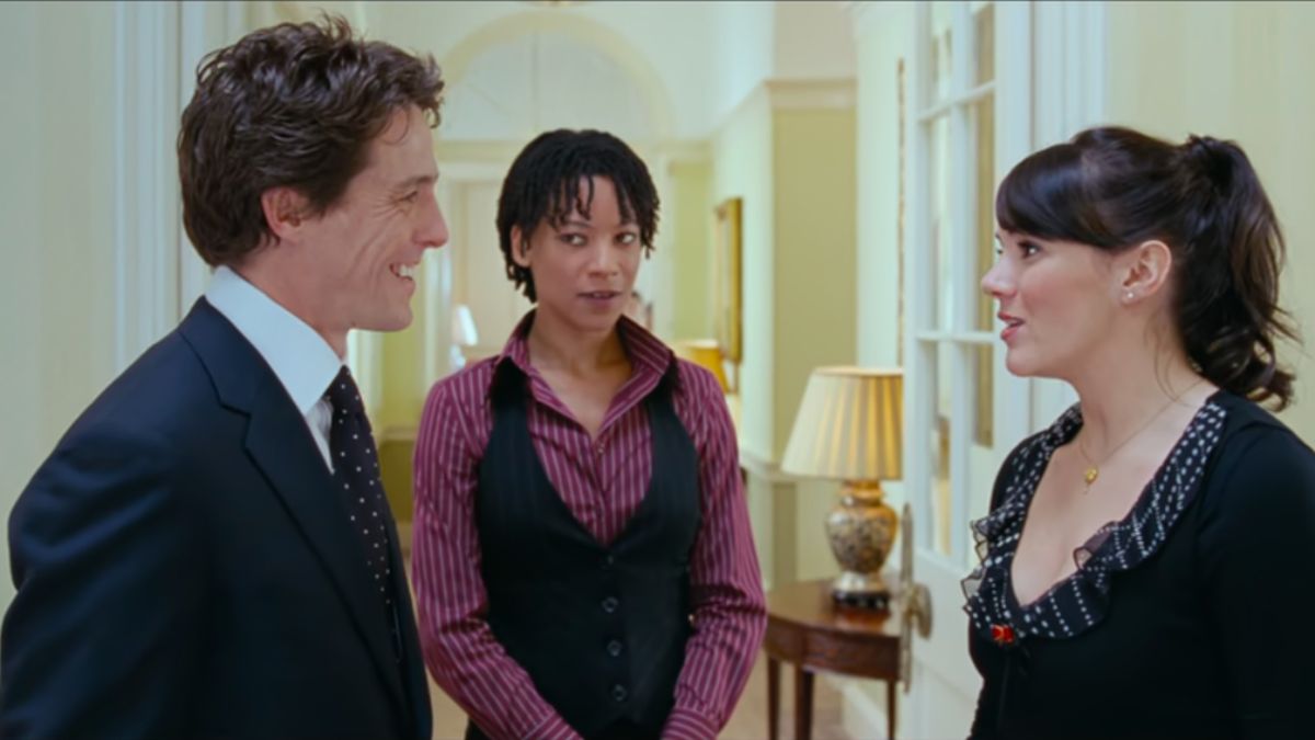 Hugh Grant, Nina Sosanya, and Marine McCutcheon in Love Actually