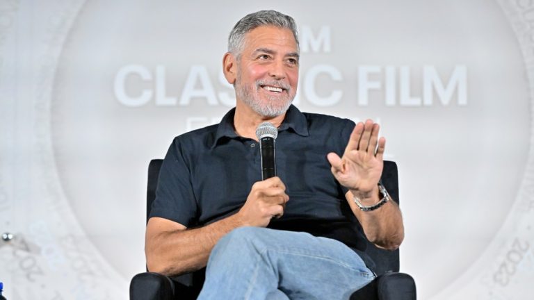 LOS ANGELES, CALIFORNIA - APRIL 14: George Clooney speaks onstage at the screening of "Ocean's Eleven" during the 2023 TCM Classic Film Festival on April 14, 2023 in Los Angeles, California. (Photo by Charley Gallay/Getty Images for TCM)