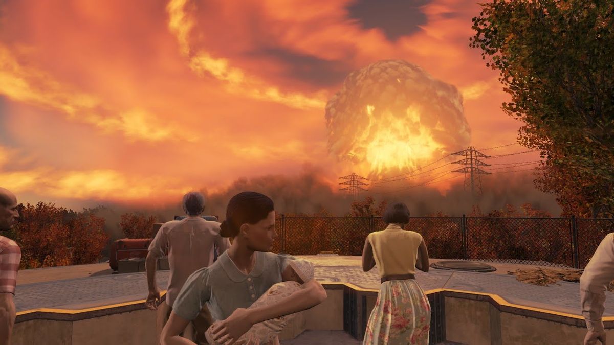 An image of the nuke detonation at the beginning of Fallout 4.