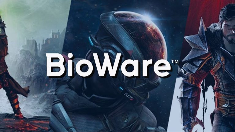 BioWare logo over Mass Effect N7 helmet concept art