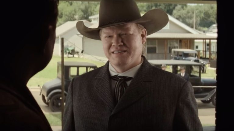 Jesse Plemons wearing a cowboy hat as Tom White in Killers of the Flower Moon