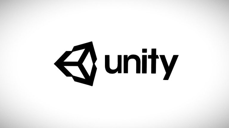 Unity logo on a white background with a vignette around the border.