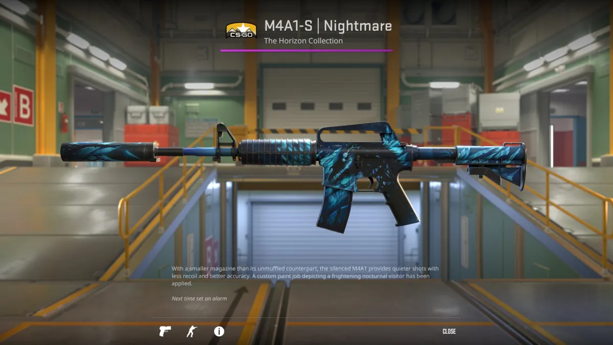 Image du skin Cauchemar pour le M4A1-S dans CS2 dans le cadre d'un article sur les plus beaux skins du jeu.