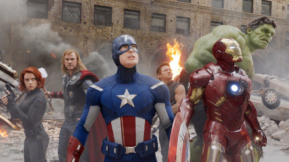 THE AVENGERS, from left: Scarlett Johansson as Black Widow, Chris Hemsworth as Thor, Chris Evans as Captain America, Jeremy Renner as Hawkeye, Robert Downey Jr as Iron Man, Mark Ruffalo as The Hulk, 2012. ©Walt Disney Studios Motion Pictures/courtesy Everett Collection