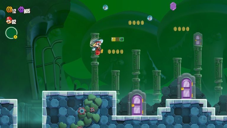 Super Mario Bros. Wonder: World 5 - Manoir avec interrupteur lumineux
