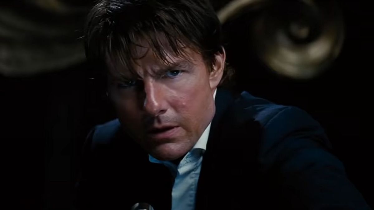 Tom Cruise looking tense in Mission: Impossible - Rogue Nation