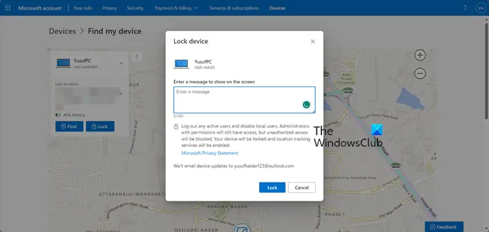 Verrouiller ou déverrouiller à distance un appareil Windows avec Localiser mon appareil