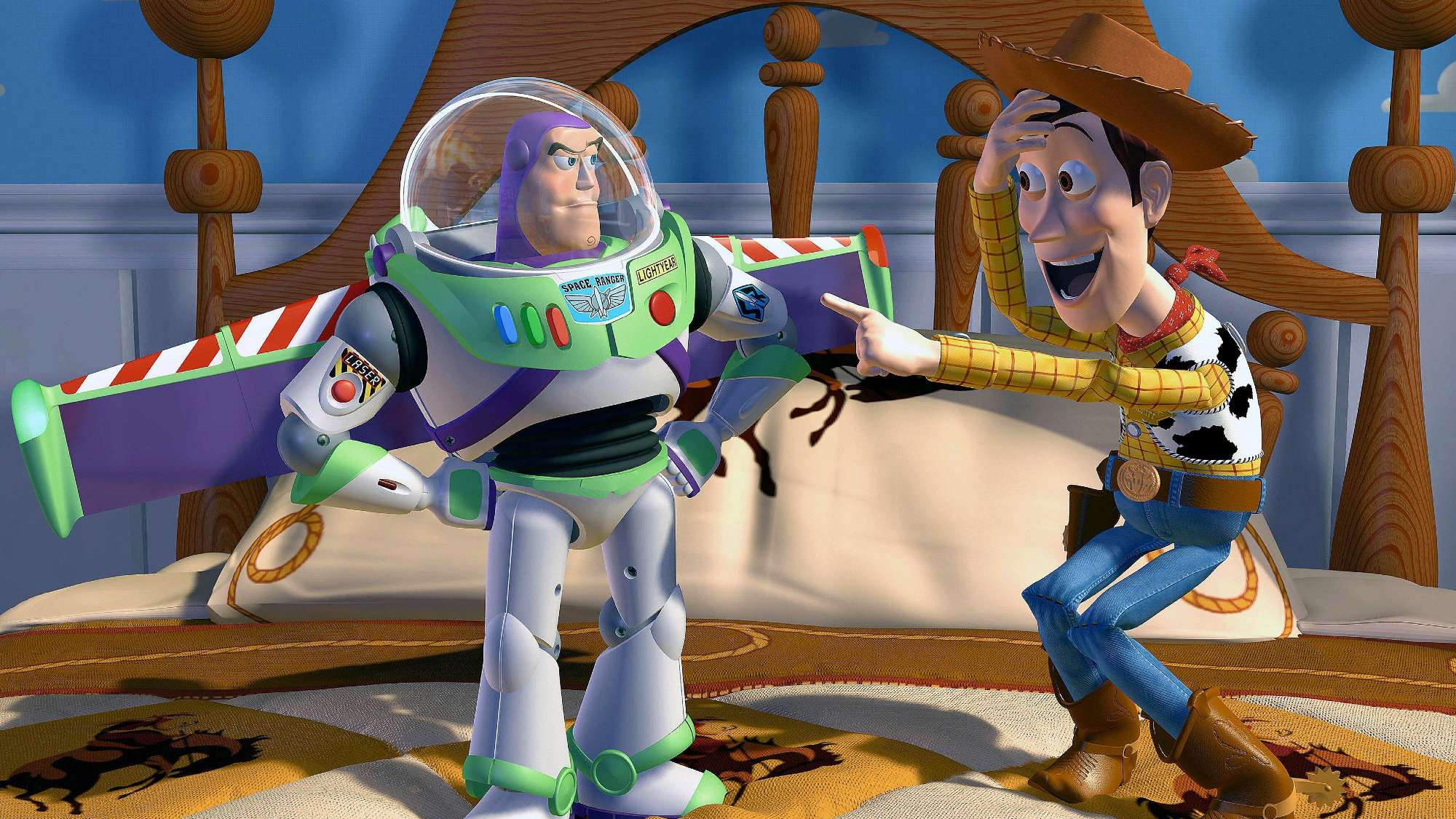 Buzz l'Éclair et Woody dans Toy Story