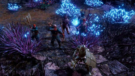 Fractured Online revient sur Steam - Un groupe d'aventuriers dans un champ de fleurs colorées.