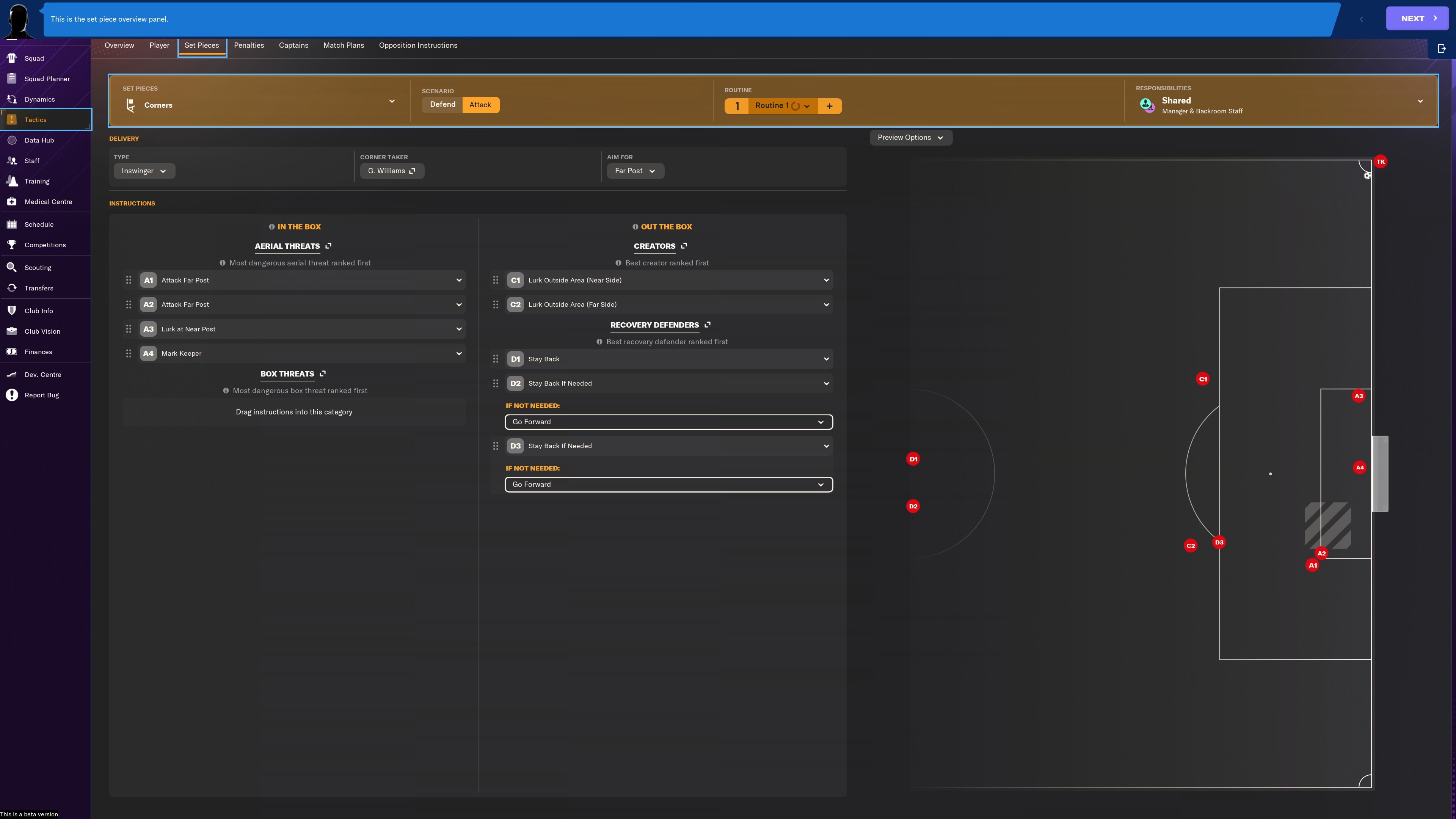 Capture d'écran des tactiques de Football Manager 2024