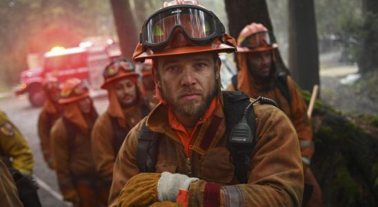 Press photo of Bode and other firefighters on Fire Country