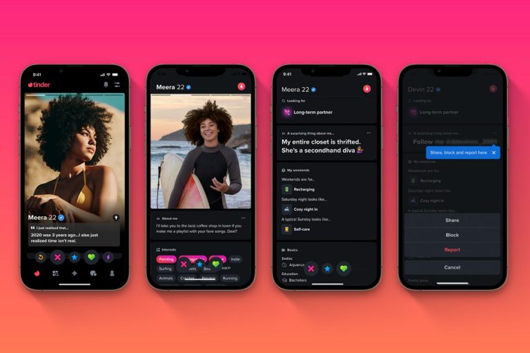 Tinder redessine les pages de profil avec des invites, des balises d’informations et des quiz