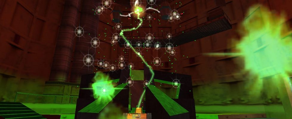 Half-Life: the Black Mesa lab explodes with green lights.