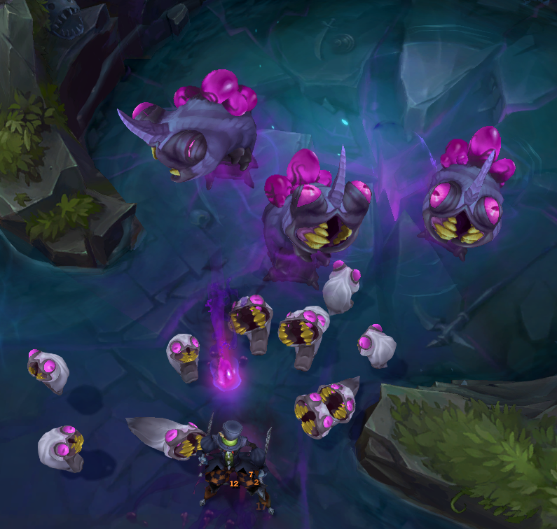 Champions combattant avec des larves vides dans League of Legends.