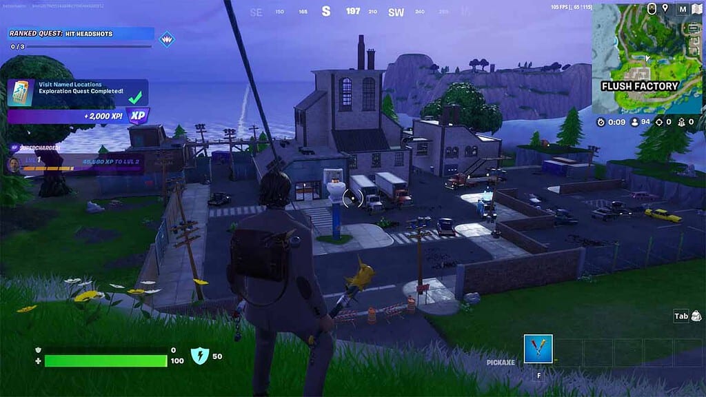 Une image de Flush Factory, l'un des meilleurs POI Fortnite du jeu.