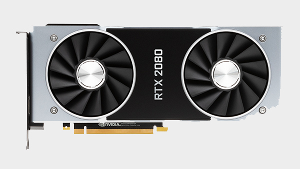 GPU RTX 2080 sur fond gris.