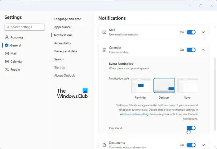 Notifications dans Outlook