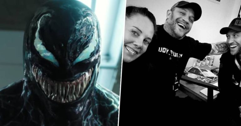 Tom Hardy crie au réalisateur et à l’équipe de Venom 3 alors qu’il célèbre son retour sur le tournage