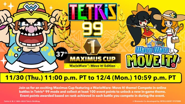 Tetris 99 annonce la 37e Maximus Cup avec WarioWare : Move It
