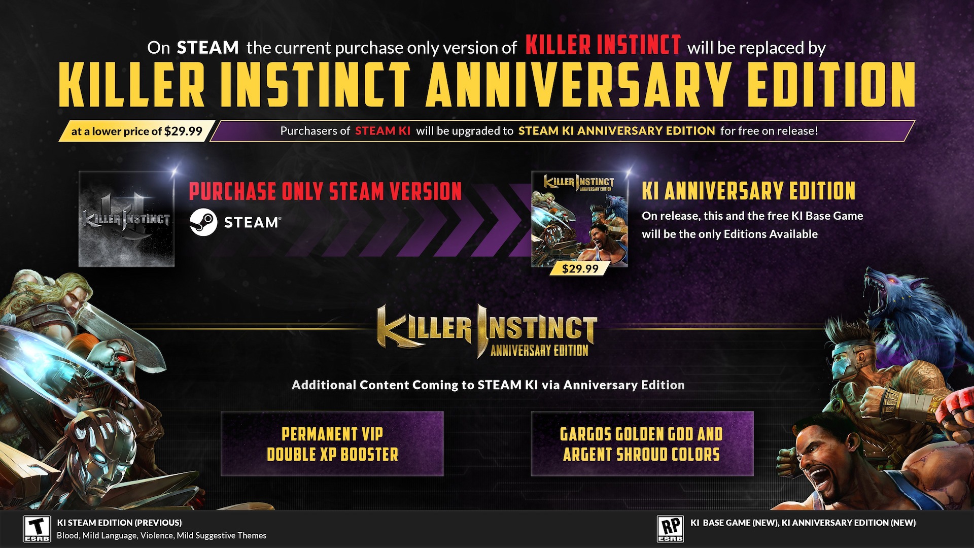 Photo d'information de Killer Instinct du développeur présentant les détails concernant l'édition Steam