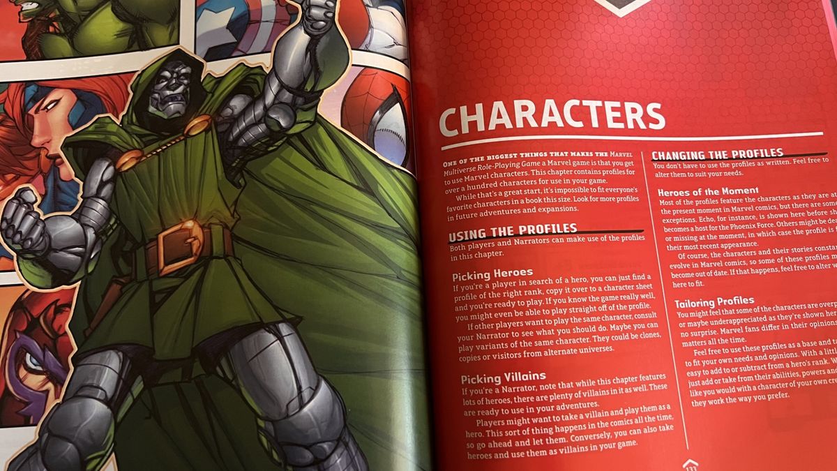 Doctor Doom in splash art on the character creation section for Marvel Multiverse Role-Playing Game