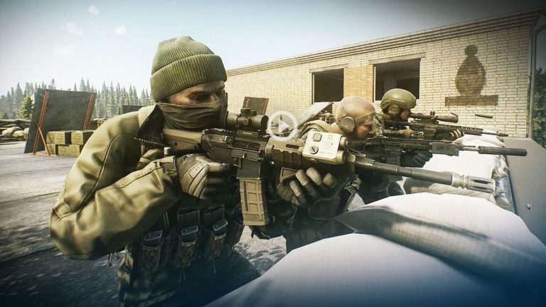 Escape from Tarkov website image - three guys with guns