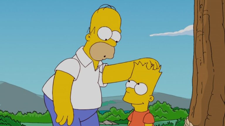 Homer patting Bart