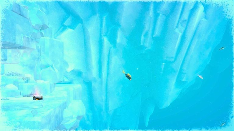 Dave the Diver swimming underneath an iceberg as part of an article on how to melt ice in the game.