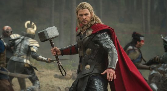 Thor holding the Mjolnir in Thor: The Dark World