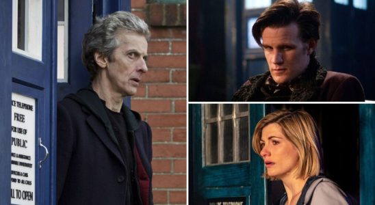 Peter Capaldi, Matt Smith, and Jodie Whittaker in