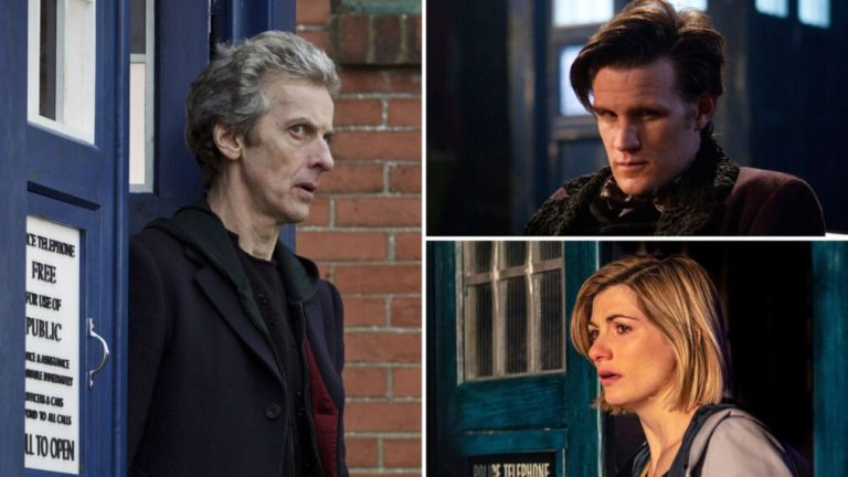 Peter Capaldi, Matt Smith, and Jodie Whittaker in 