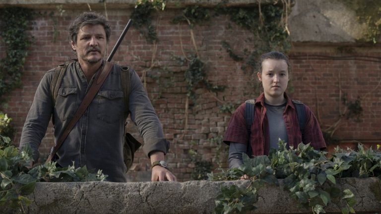 Pedro Pascal and Bella Ramsey in The Last of Us Season 1