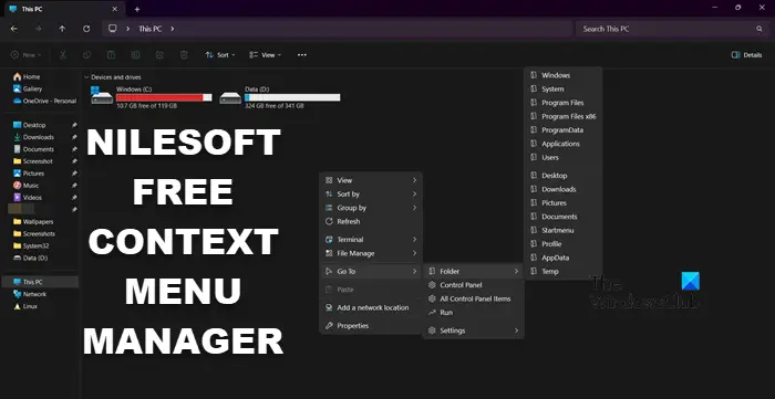 Gestionnaire de menu contextuel gratuit Nilesoft pour l’Explorateur Windows