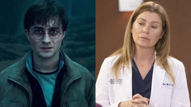 Daniel Radcliff as Harry Potter in Deathly Hallows and Ellen Pompeo on Grey