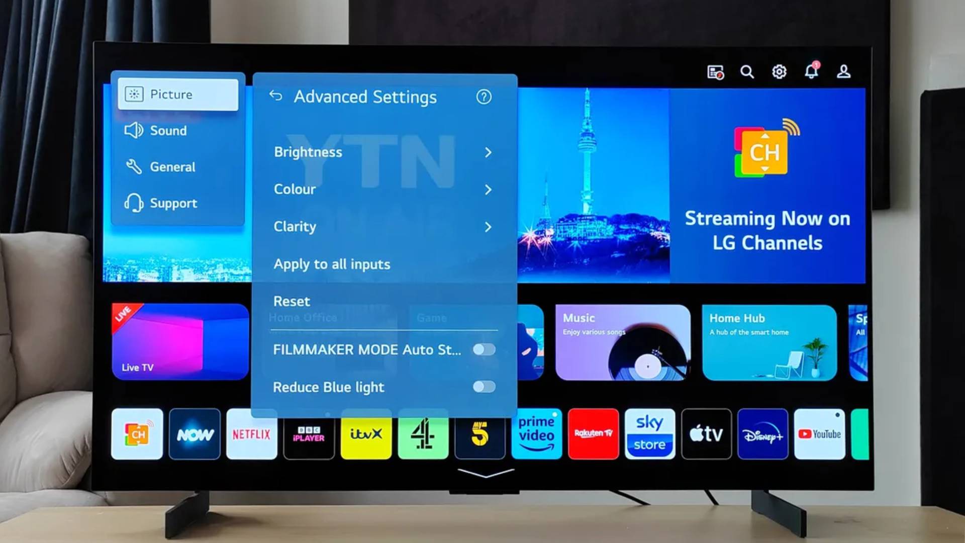 LG OLED C3 avec menu à l'écran