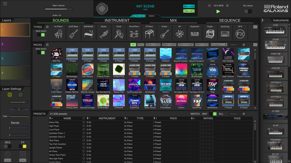 L'interface Roland Galaxias. 