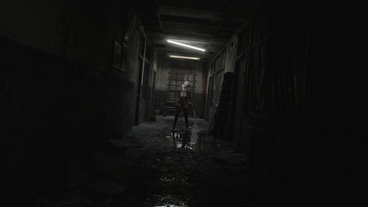 Silent Hill 2: a creepy nurse down the end of a dingy corridor.