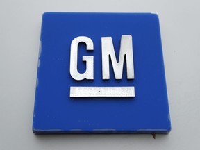 DOSSIER – Le logo de General Motors est visible, le 27 janvier 2020, à Hamtramck, Michigan. Les branches de capital-risque de General Motors et Stellantis font partie des investisseurs qui investissent 33 millions de dollars dans une entreprise du Minnesota dotée d'une technologie permettant de fabriquer des aimants pour moteurs de véhicules électriques sans utiliser métaux de terres rares coûteux.