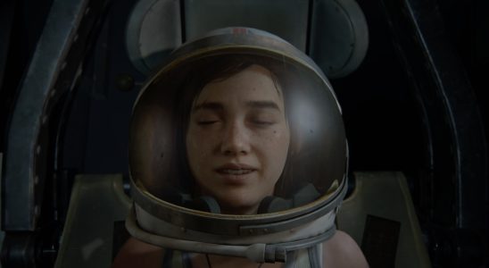 Ellie in a helmet in The Last of Us 2.