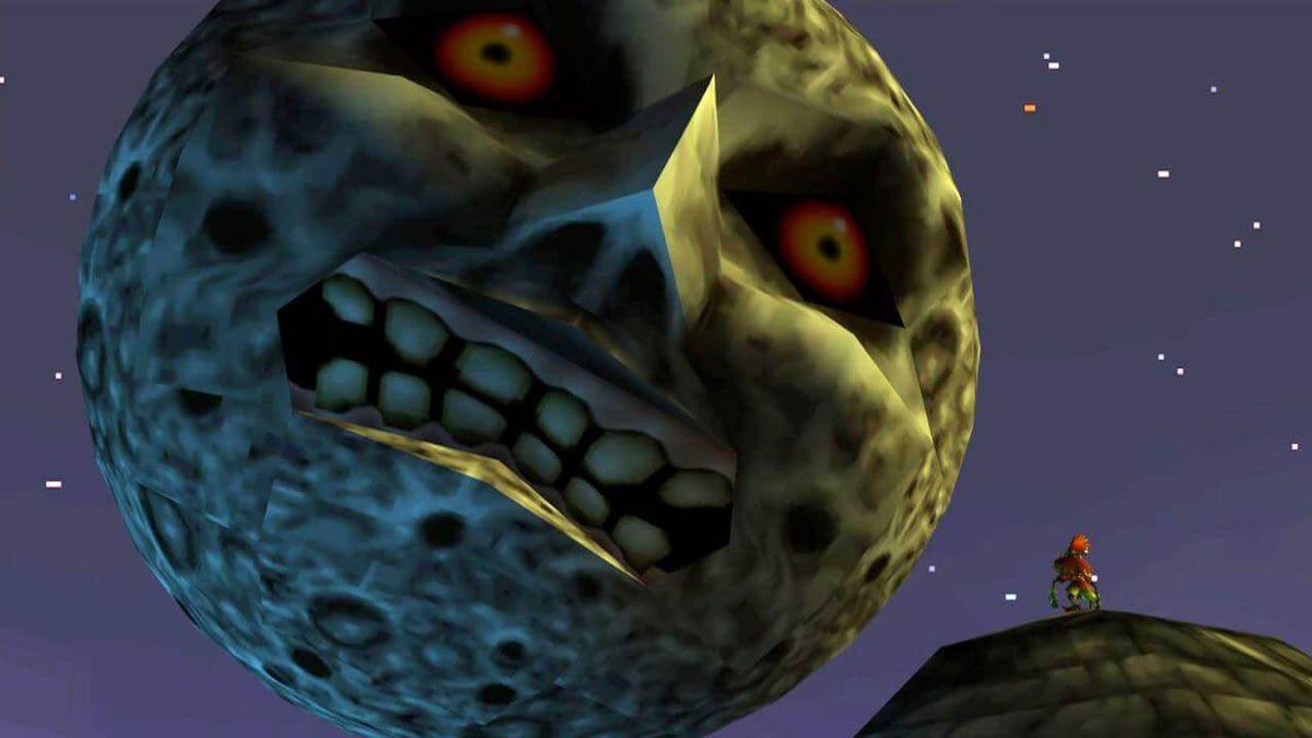 Skull Kid regarde la lune dans The Legend of Zelda: Majora's Mask